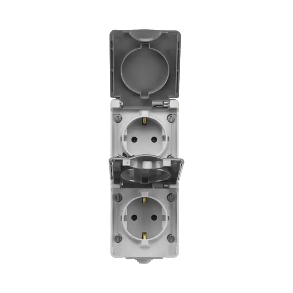 ION Industries Opbouw Wandcontactdoos 2-voudig Verticaal IP55 Grijs