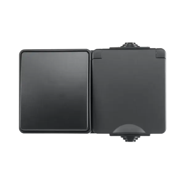 ION Industries Opbouw Combinatie Horizontaal Wandcontactdoos en Wisselschakelaar IP55 Zwart