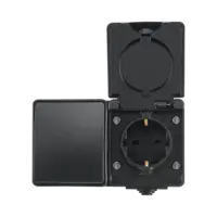 ION Industries Opbouw Combinatie Horizontaal Wandcontactdoos en Wisselschakelaar IP55 Zwart