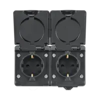 ION Industries Opbouw Wandcontactdoos 2-voudig IP55 Zwart