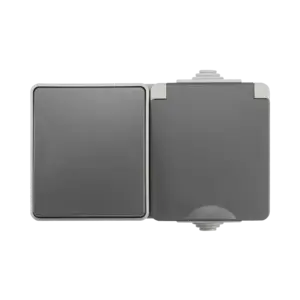 ION Industries Opbouw Combinatie Horizontaal Wandcontactdoos en Wisselschakelaar IP55 Grijs