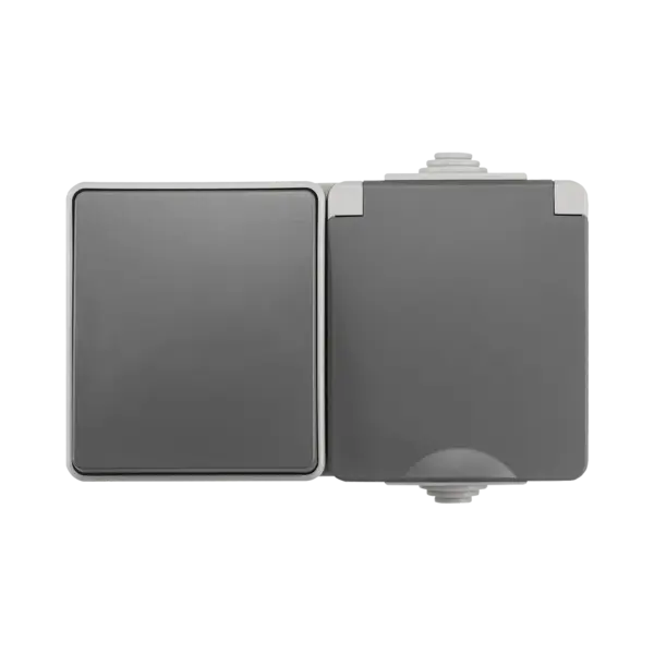 ION Industries Opbouw Combinatie Horizontaal Wandcontactdoos en Wisselschakelaar IP55 Grijs