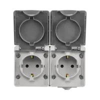 ION Industries Opbouw Wandcontactdoos 2-voudig IP55 Grijs