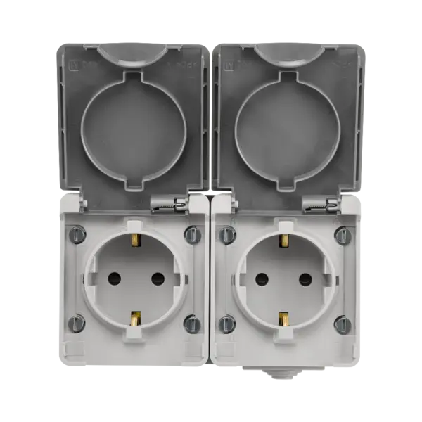 ION Industries Opbouw Wandcontactdoos 2-voudig IP55 Grijs