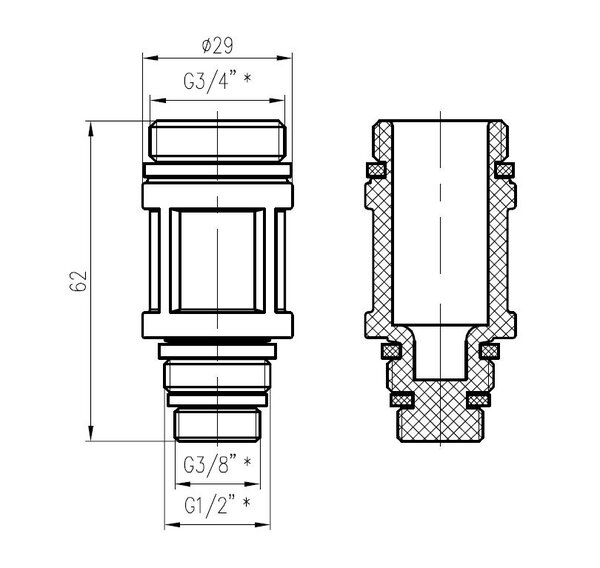 Universele kunststof bouwstoppen 3/8-1/2-3/4 blauw