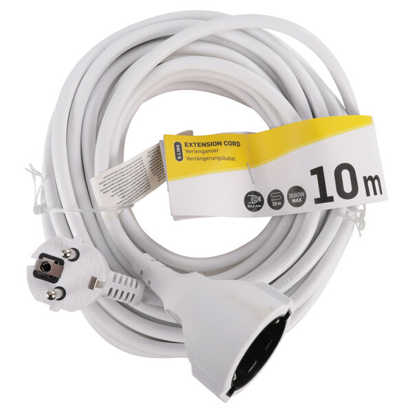 Q-Link verlengsnoer randaarde H05VV-F max 3680W wit 3 x 1.5 mm² 10 m