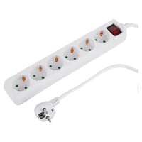 Q-Link stekkerdoos 6-voudig randaarde met schakelaar wit 3 x 1.5 mm² 1.5 m