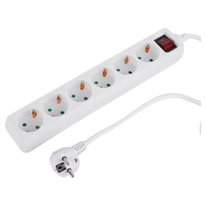 Q-Link stekkerdoos 6-voudig randaarde met schakelaar wit 3 x 1.5 mm² 1.5 m