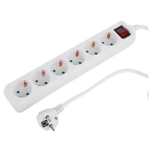 Q-Link stekkerdoos 6-voudig randaarde met schakelaar wit 3 x 1.5 mm² 1.5 m