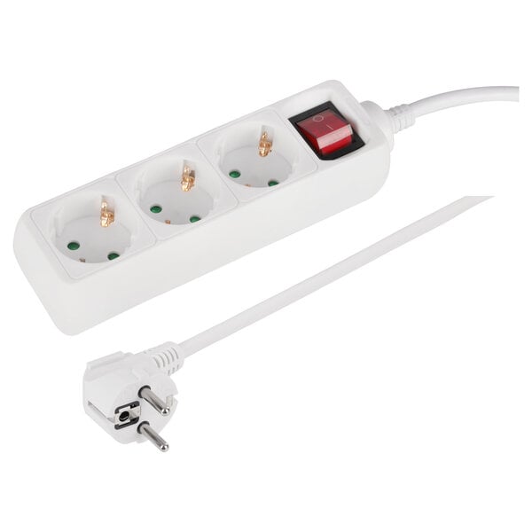 Q-Link stekkerdoos 3-voudig randaarde met schakelaar wit 3 x 1.5 mm² 1.5 m