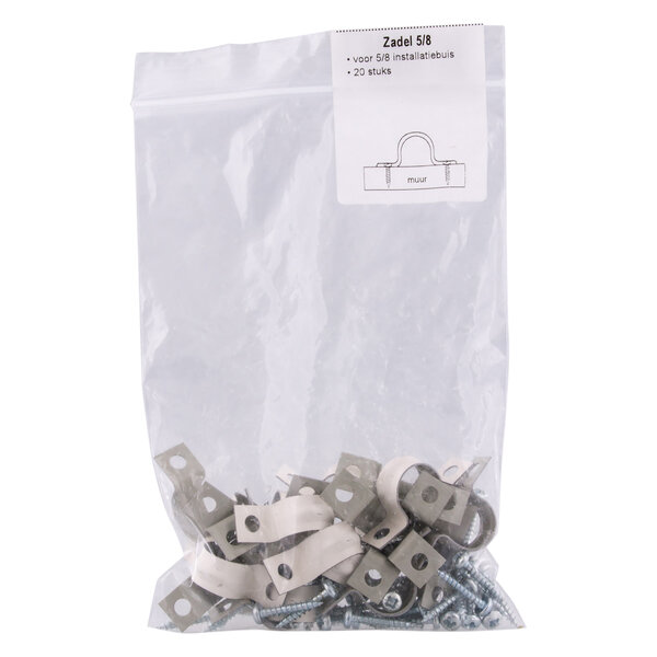 Zadel voor installatiebuis 5/8 met schroeven wit 16 mm