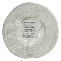 Huishoudsnoer plat belastbaar tot 1200W wit 2 x 0.75 mm² 100 m