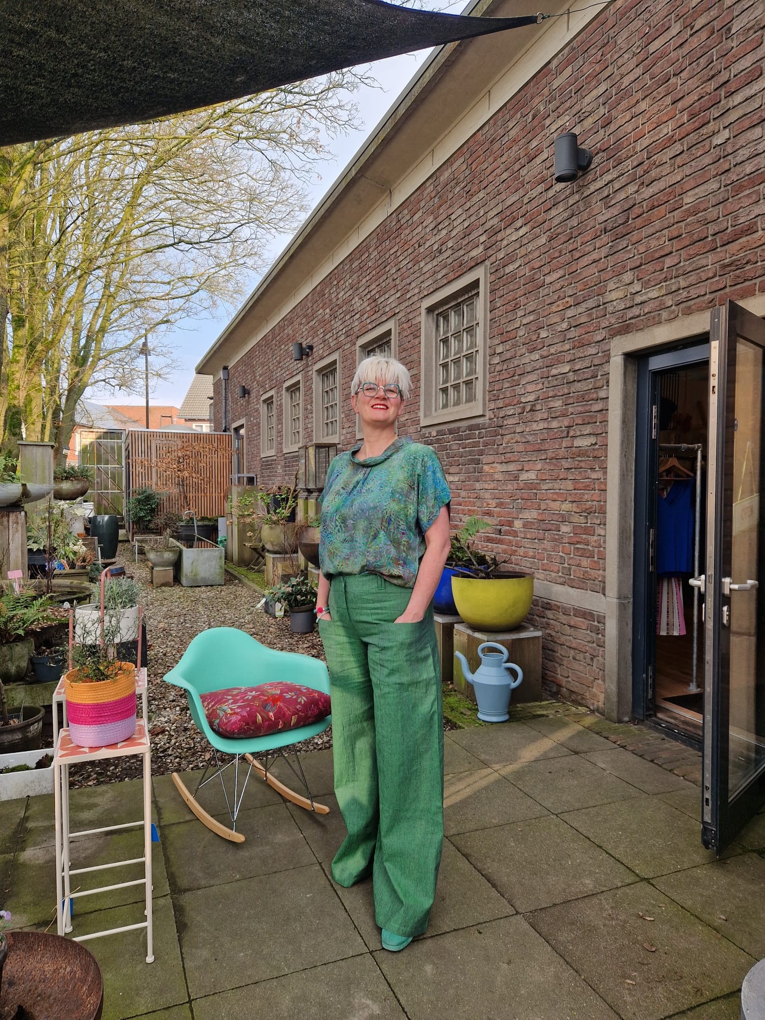 Triangle trousers green rib-1