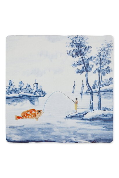 Catching the big fish, 10*10 cm