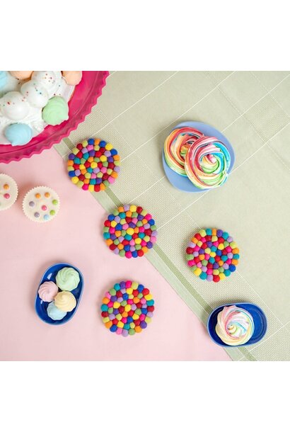 onderzetter multicolor set van 4, 10 cm vilt