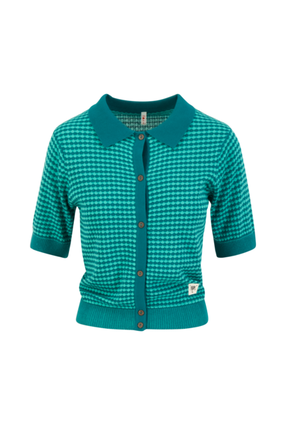 Petite Poloette-mixed dots blue petrol