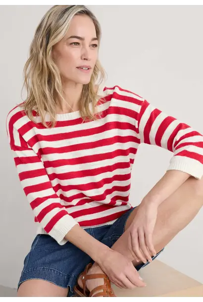 Knavock Jumper-Cornish Chalk Scarlet