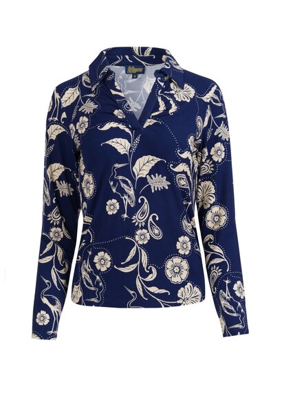 Sue top long sleeve birds of paisleys
