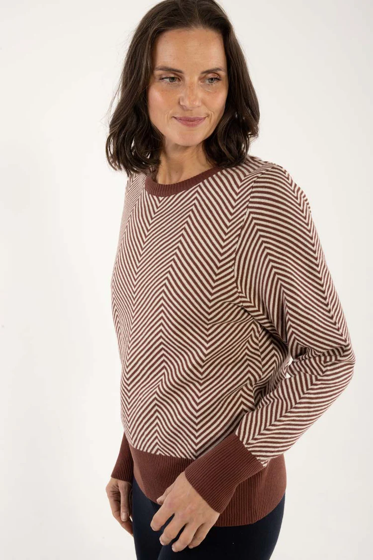 Danefox cotton sweater dk merlot/chalk-2