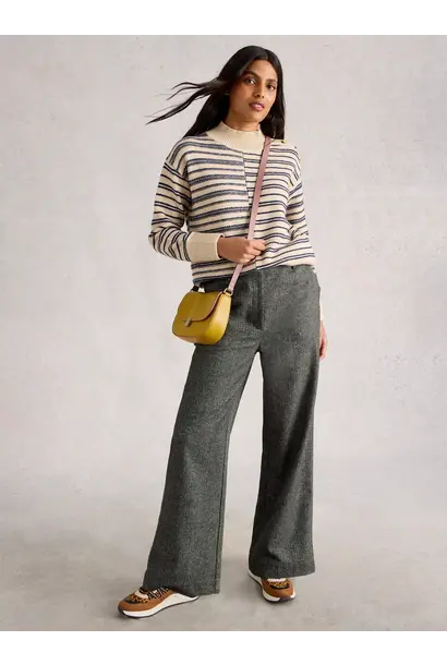 Belle Tweedy wide leg trouser grey mlt
