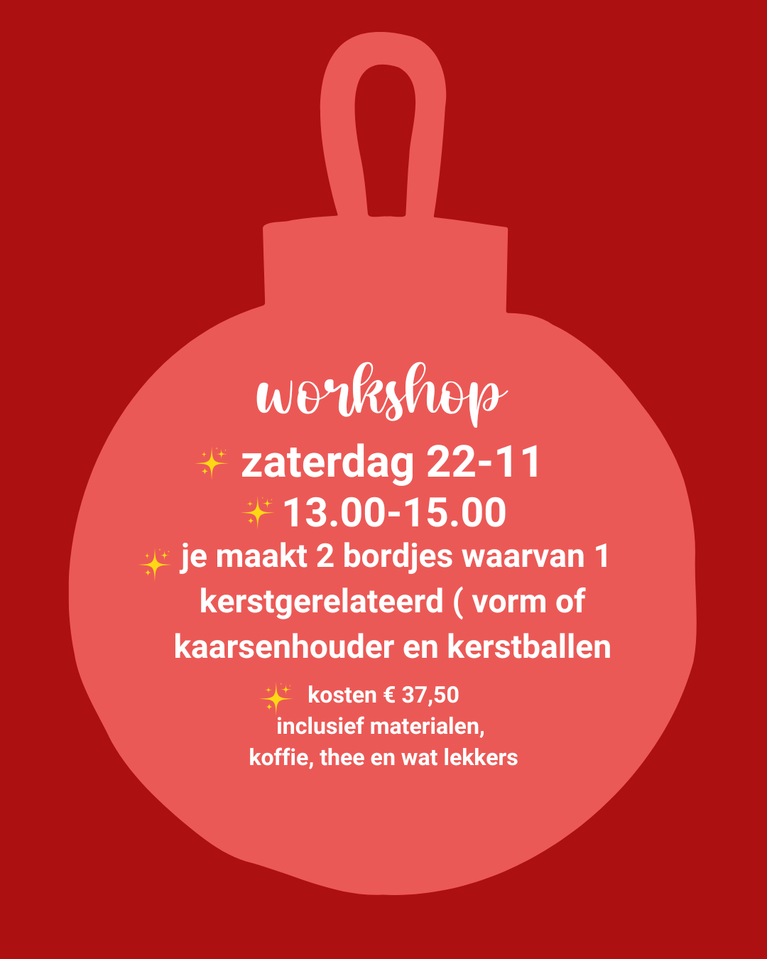 Workshop kerststippen 22 november 13.00-2