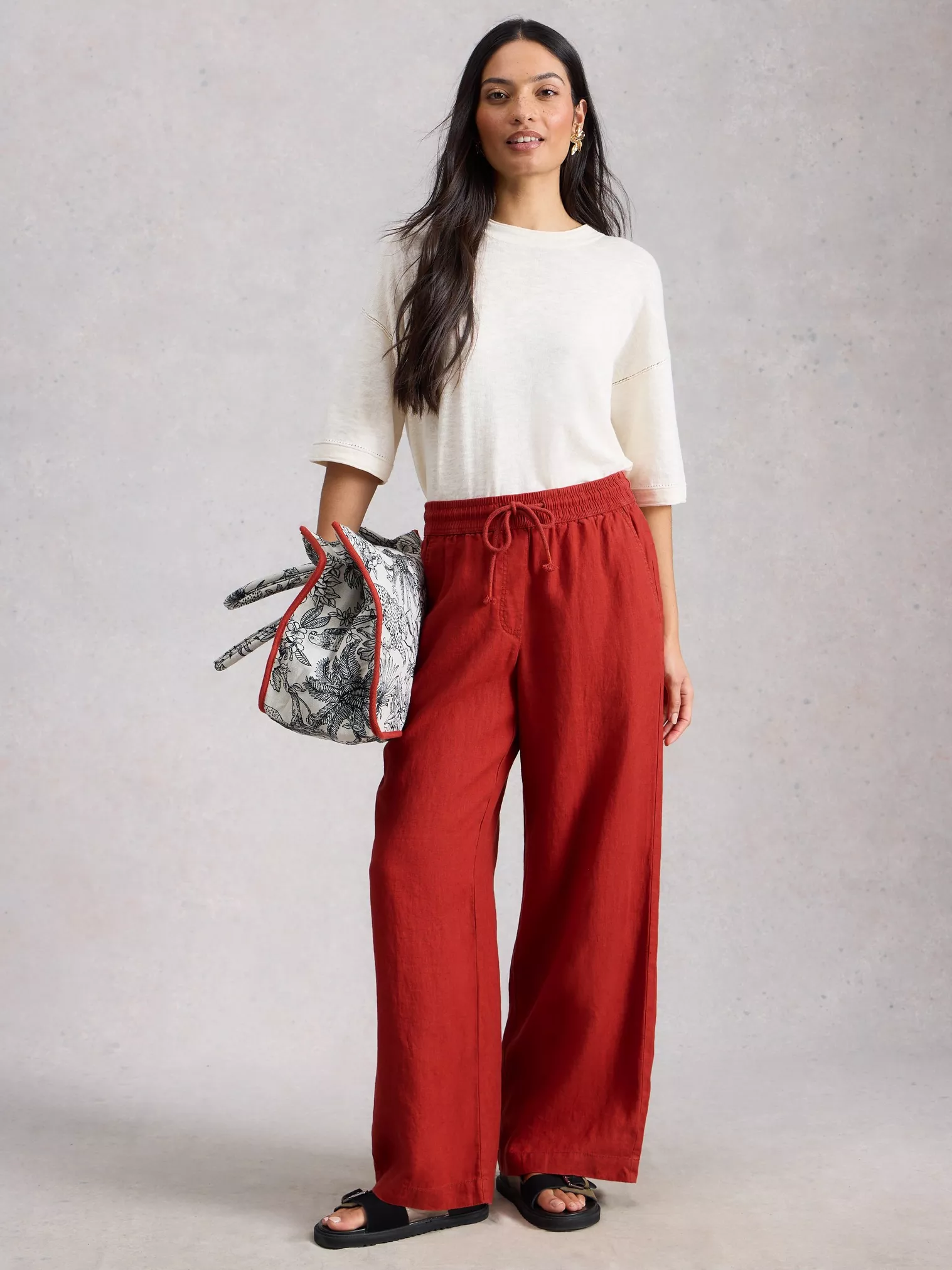 Ally linen wide leg mid red-2