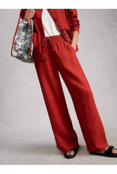 Ally linen wide leg  mid red