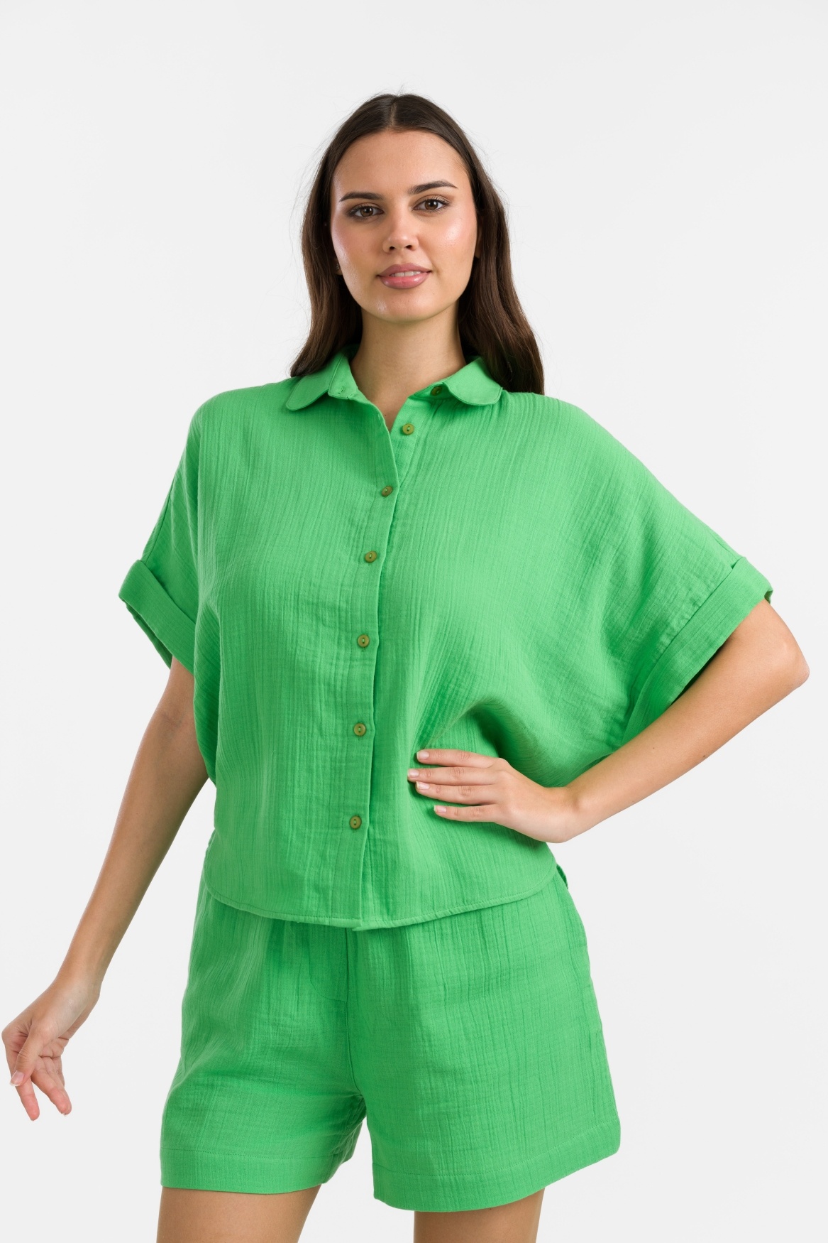 Jill Blouse, crinkle green-1