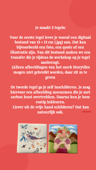 Tegels maken, hightea en shoppen 14.00-3