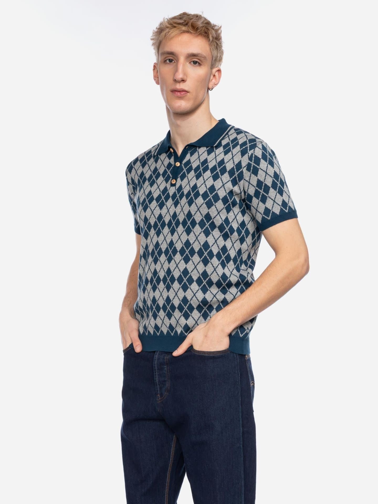ATO Berlin Maron Polo Heren | Navy/grijs bio katoen-1