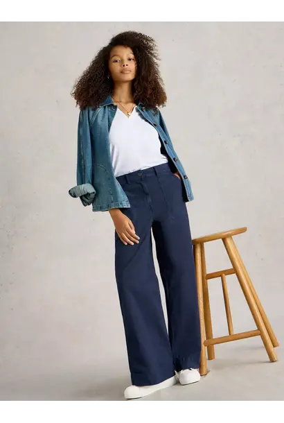 twister chino wide leg donkerblauw