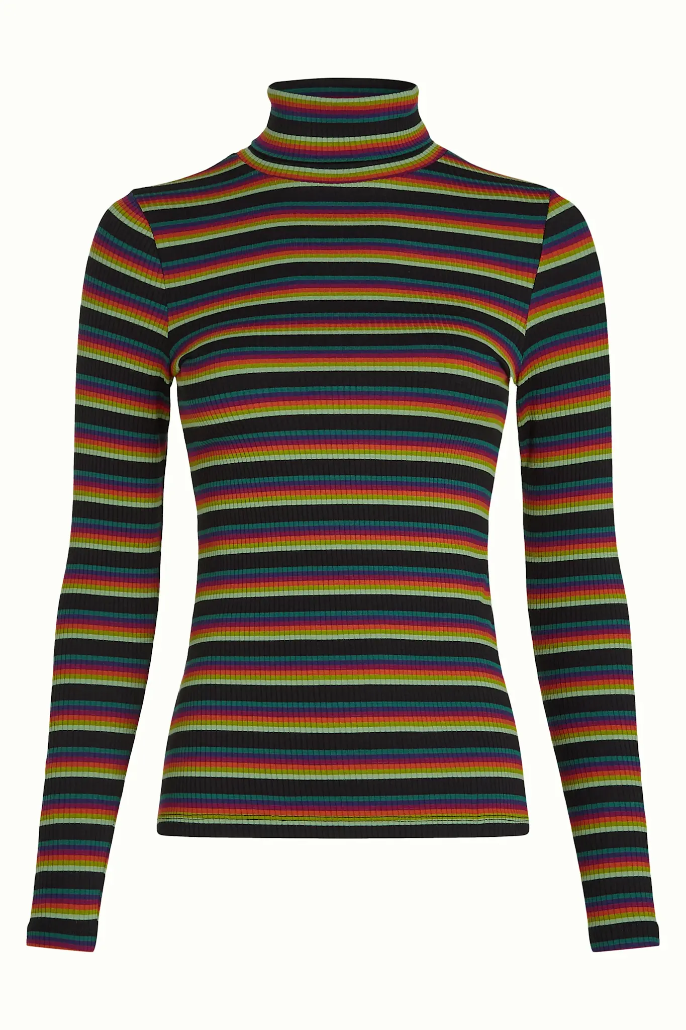Rollneck top lottie stripe botanical green-4