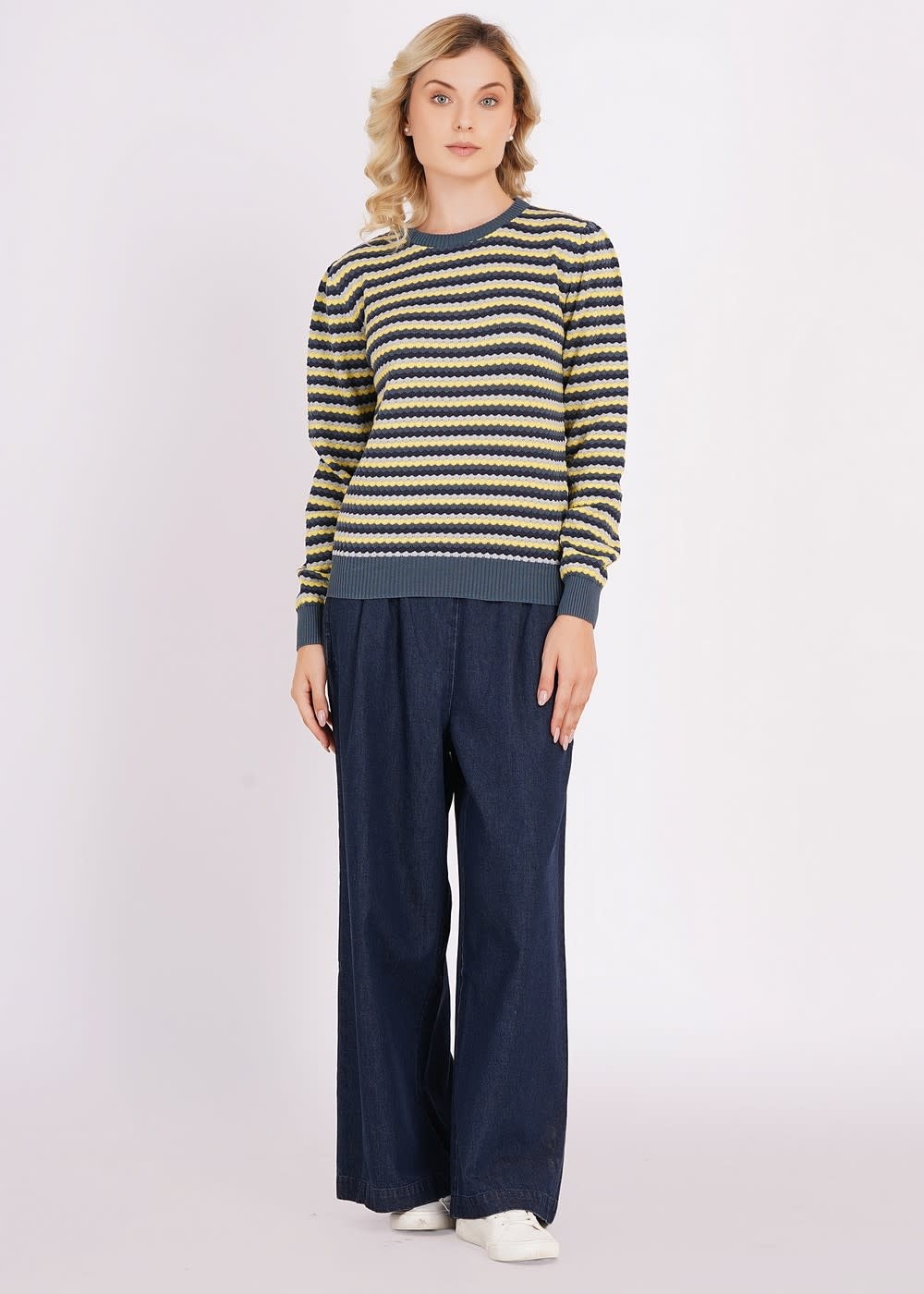 Sweater strepen teal-3