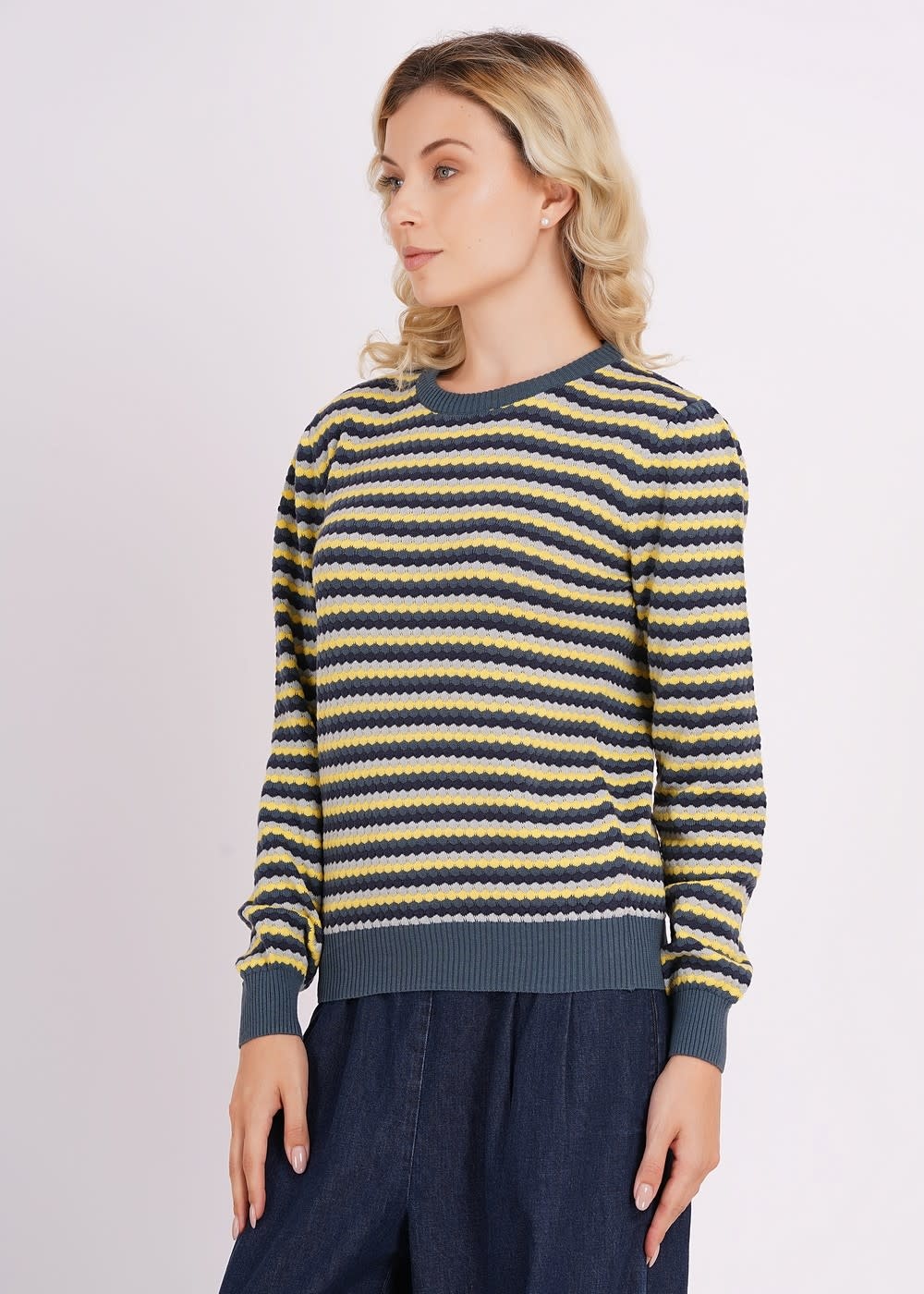 Sweater strepen teal-2