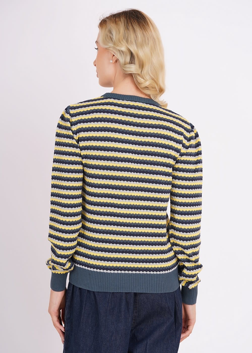 Sweater strepen teal-5