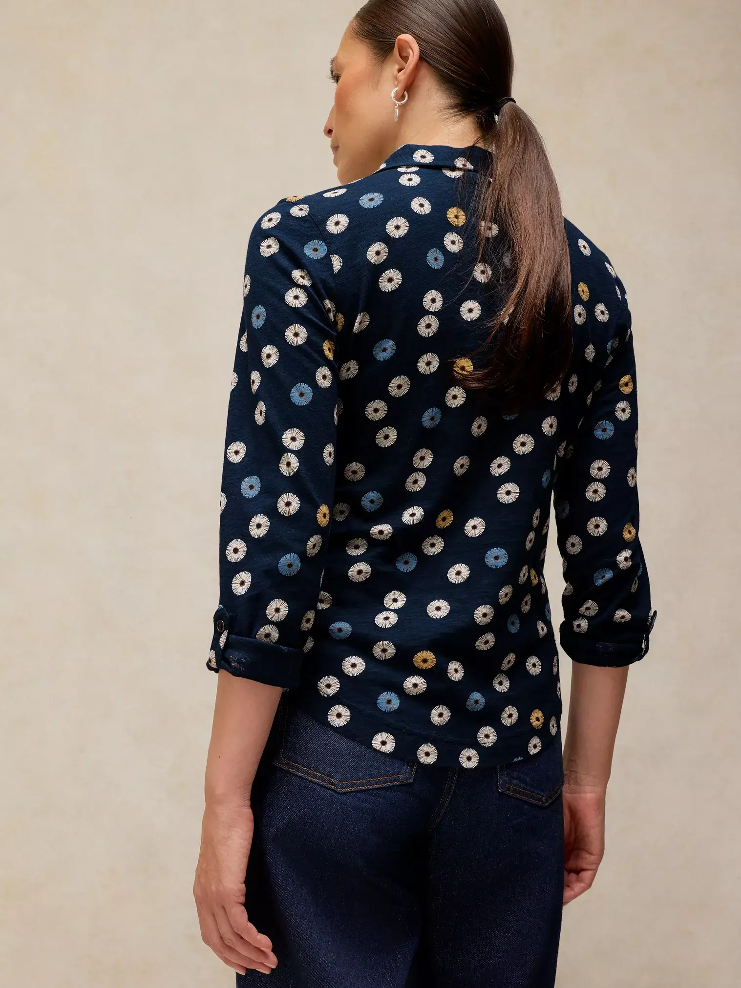 annie jersey shirt navy met bloemenprint-2