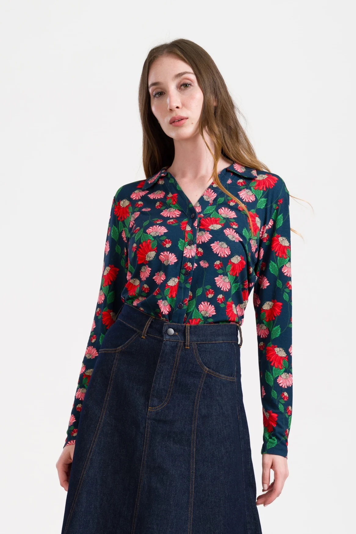 Lena Blouse LS Scarlet Serenade navy peony-1
