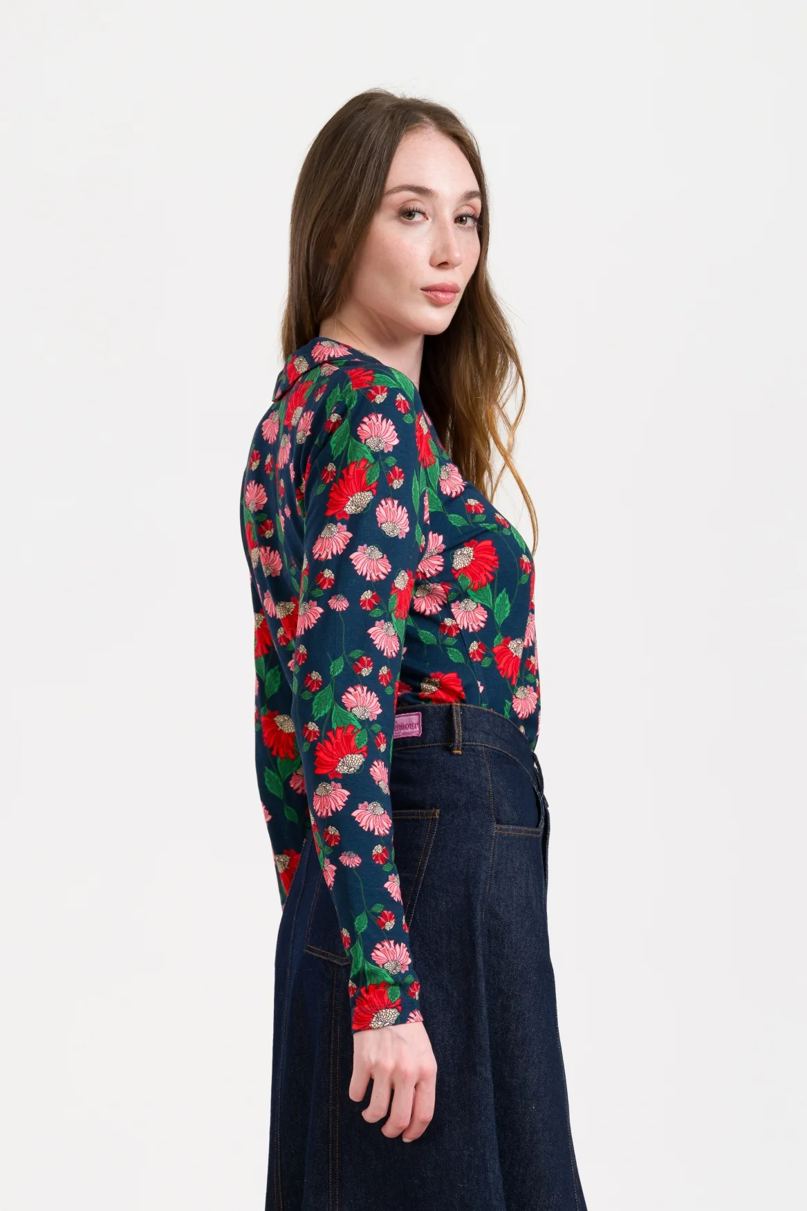Lena Blouse LS Scarlet Serenade navy peony-2