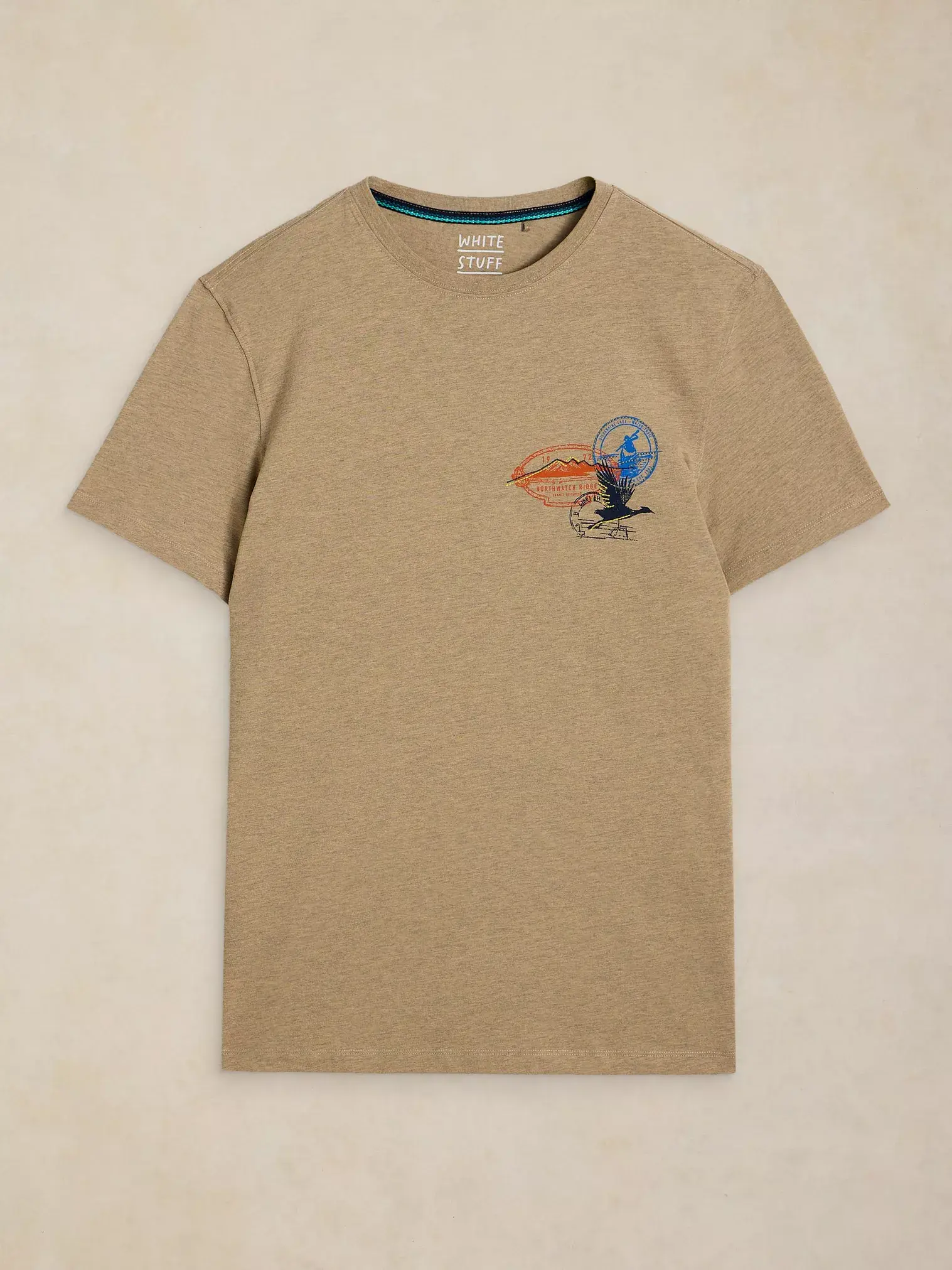 Abersoch embroidered tee nat mlt-4