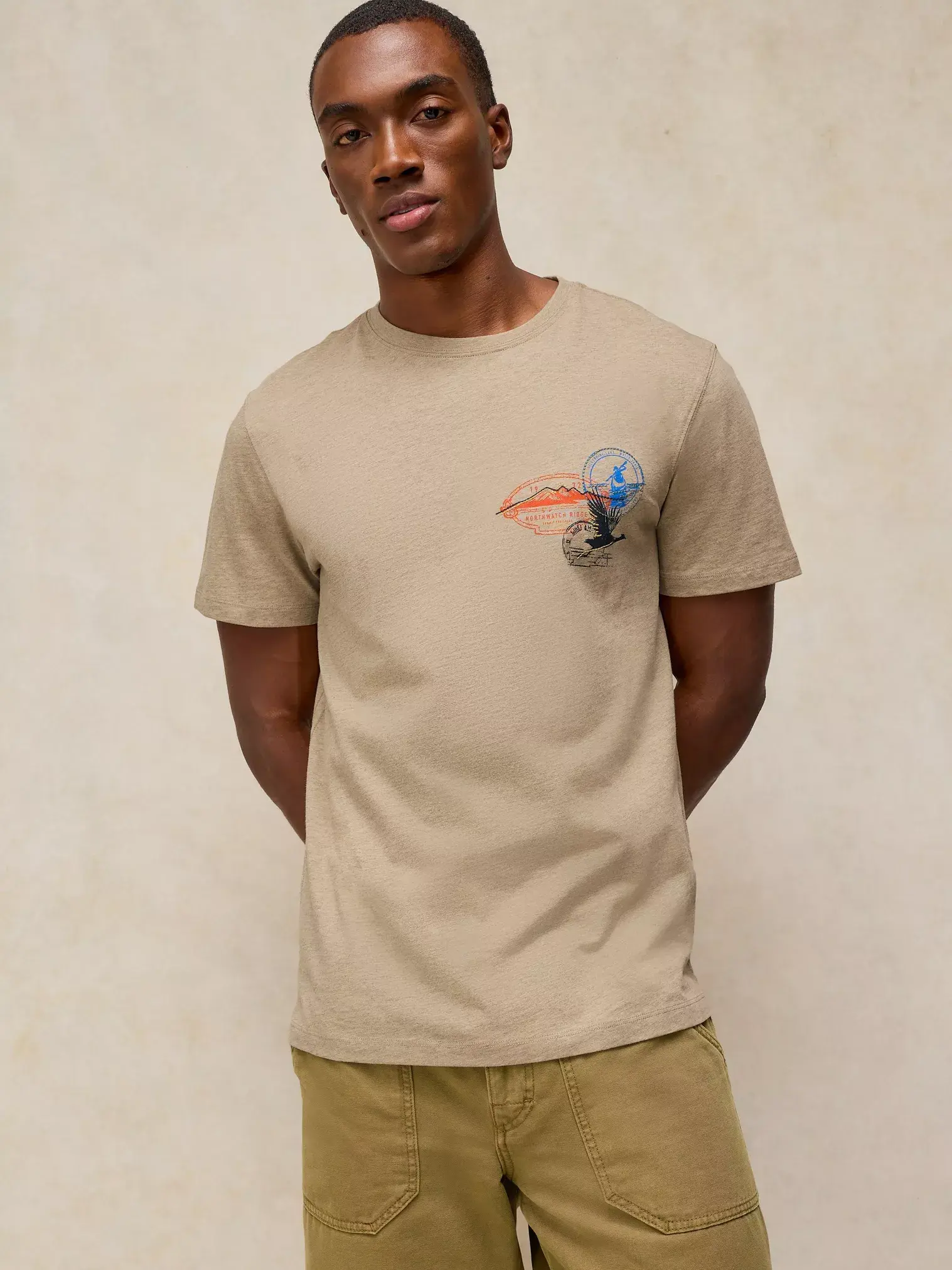 Abersoch embroidered tee nat mlt-1