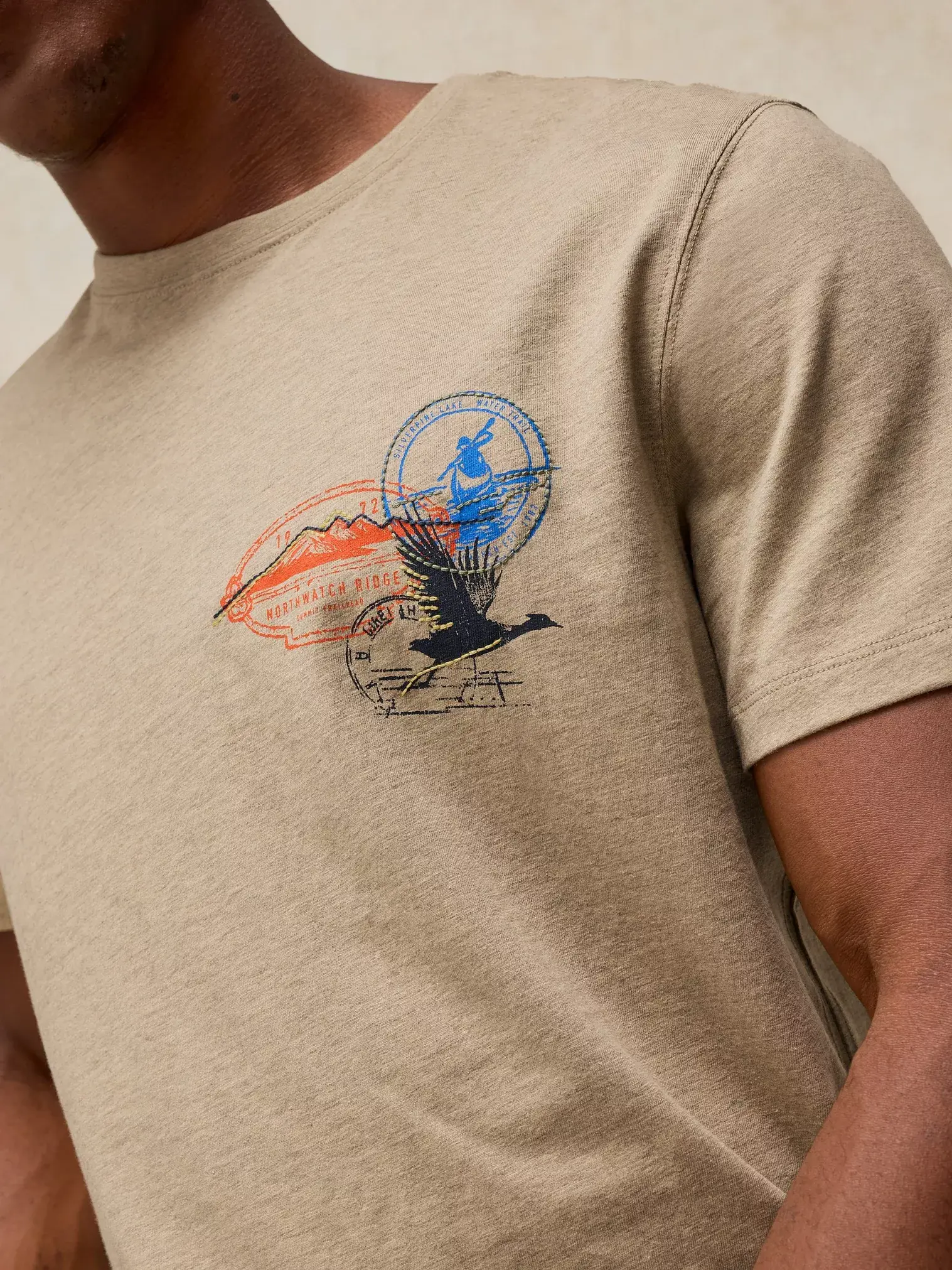 Abersoch embroidered tee nat mlt-2