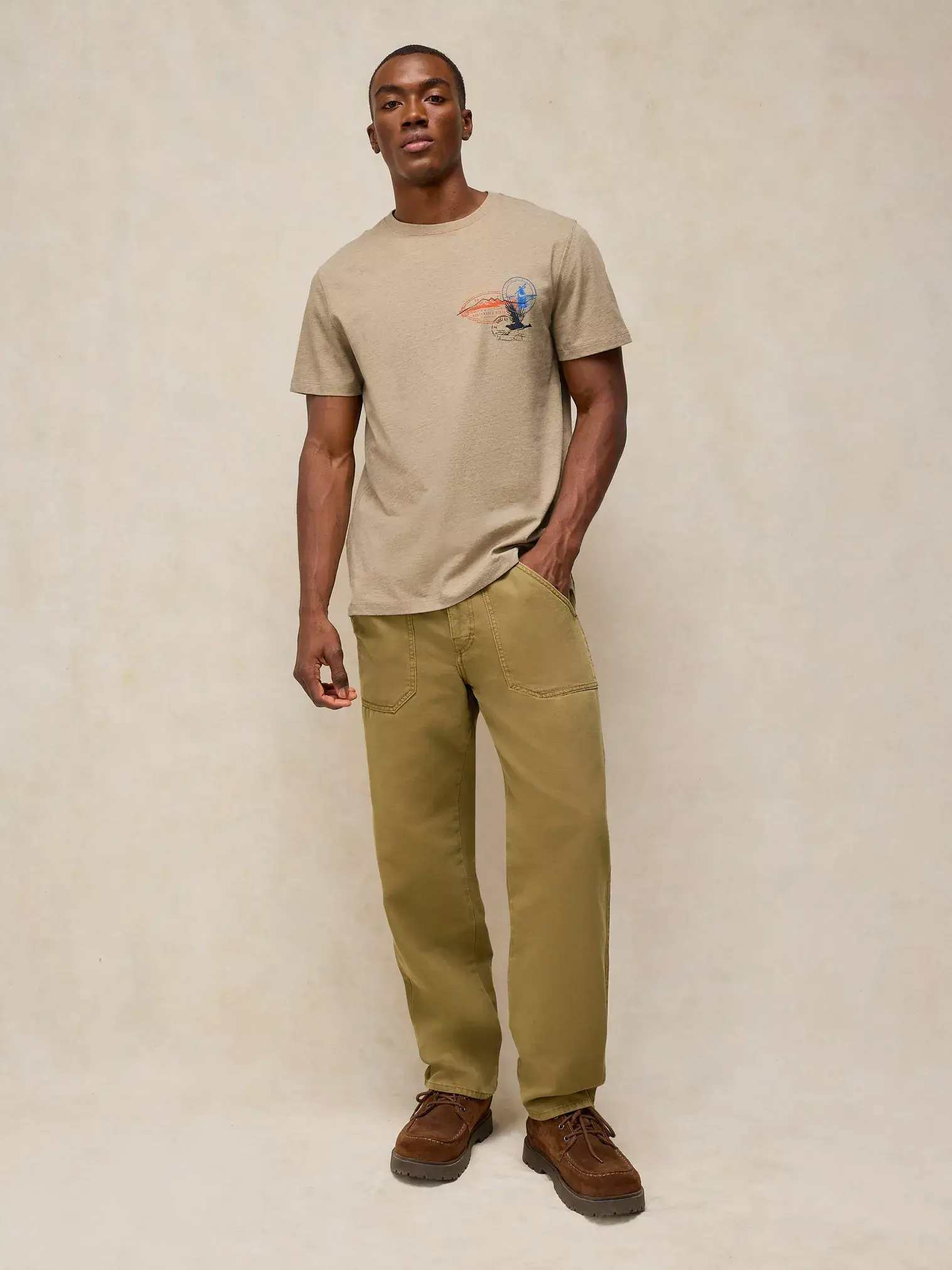 Abersoch embroidered tee nat mlt-6