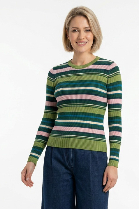 Julia Stripe Sweater Epsom Green-1