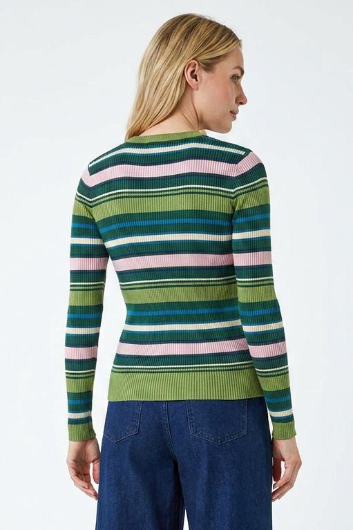 Julia Stripe Sweater Epsom Green-2