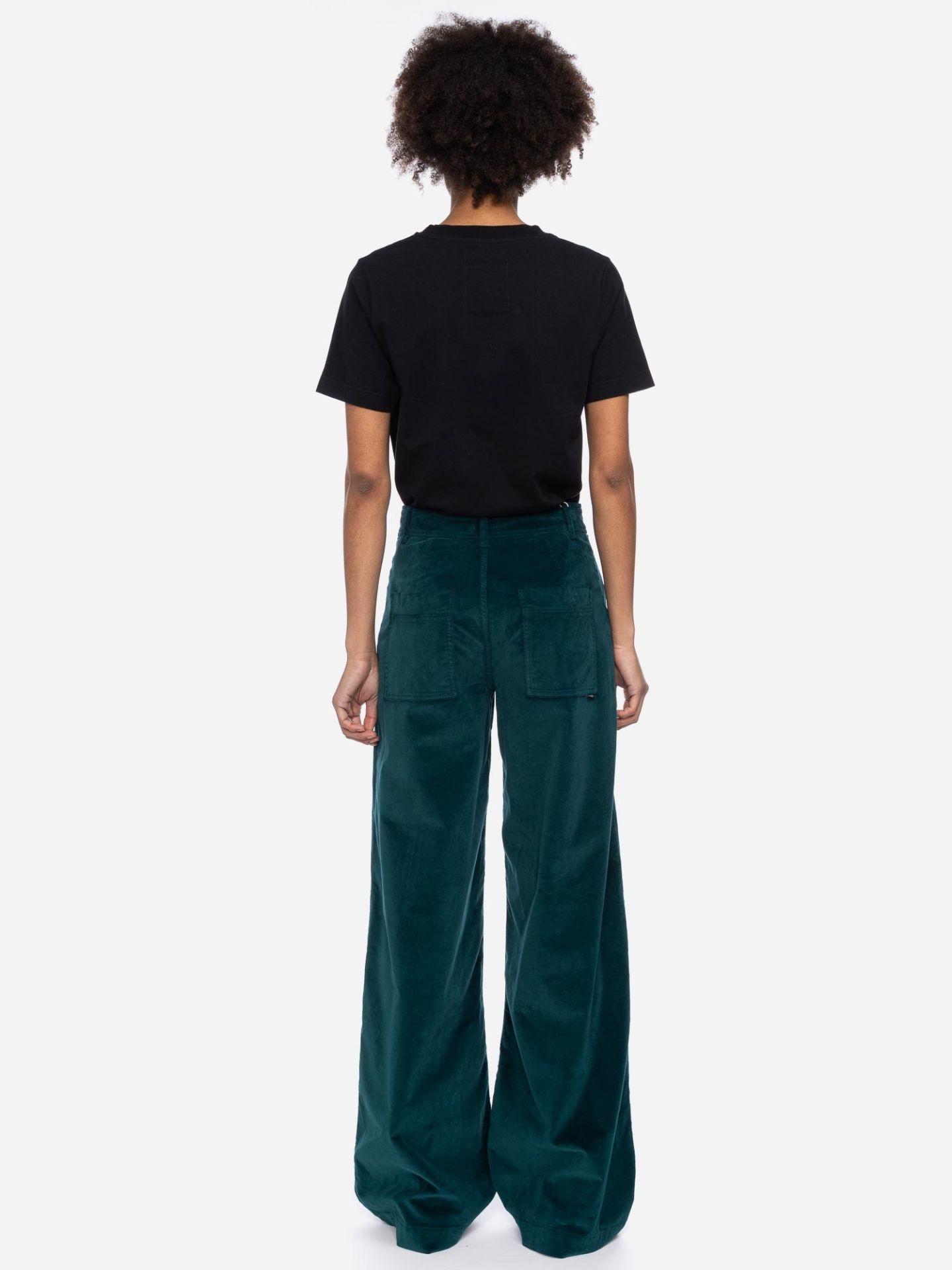 ATO Berlin Lacy broek Dark Sea | Groene flared damesbroek-6