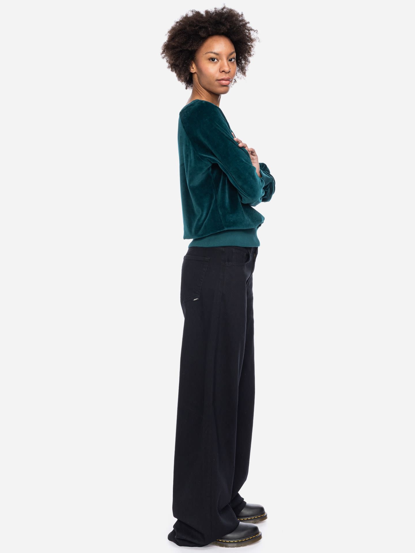 ATO Berlin Dara Sweater Deep Teal | Bio katoen velvet-1