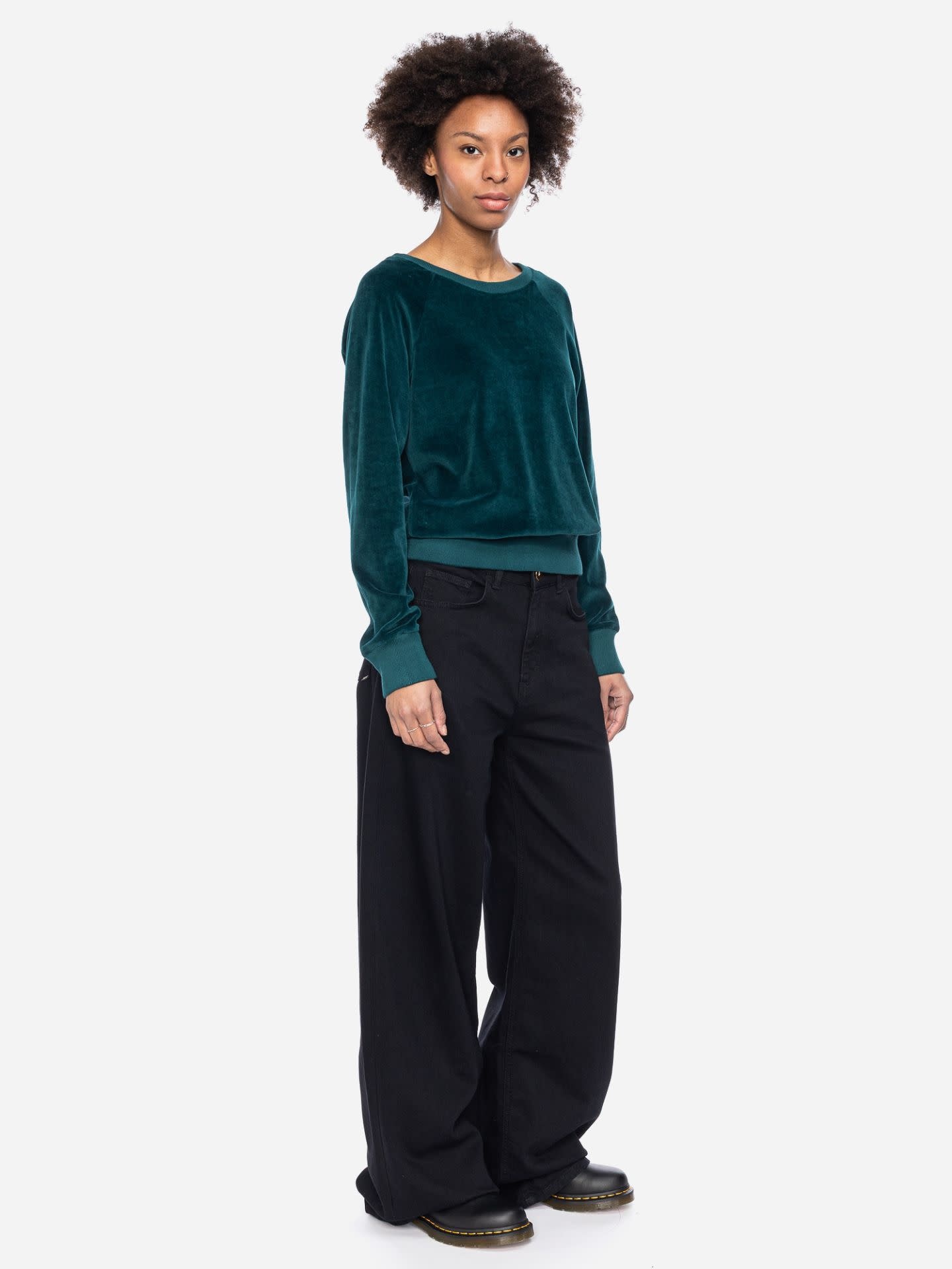 ATO Berlin Dara Sweater Deep Teal | Bio katoen velvet-2
