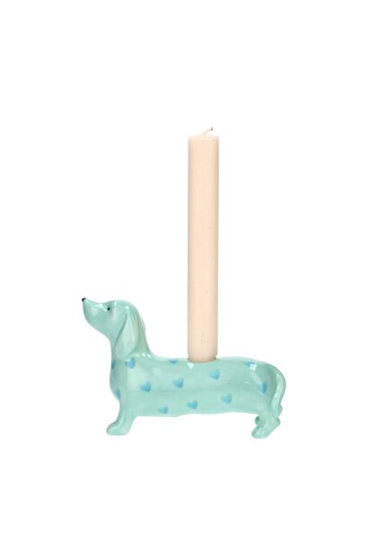 mignon kandelaar teckel turquoise