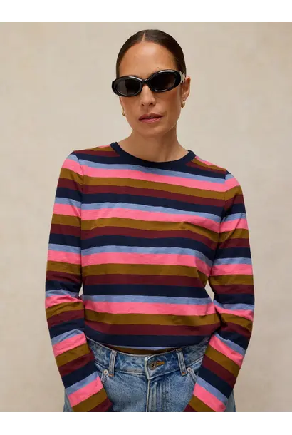clara stripe tee pink multi