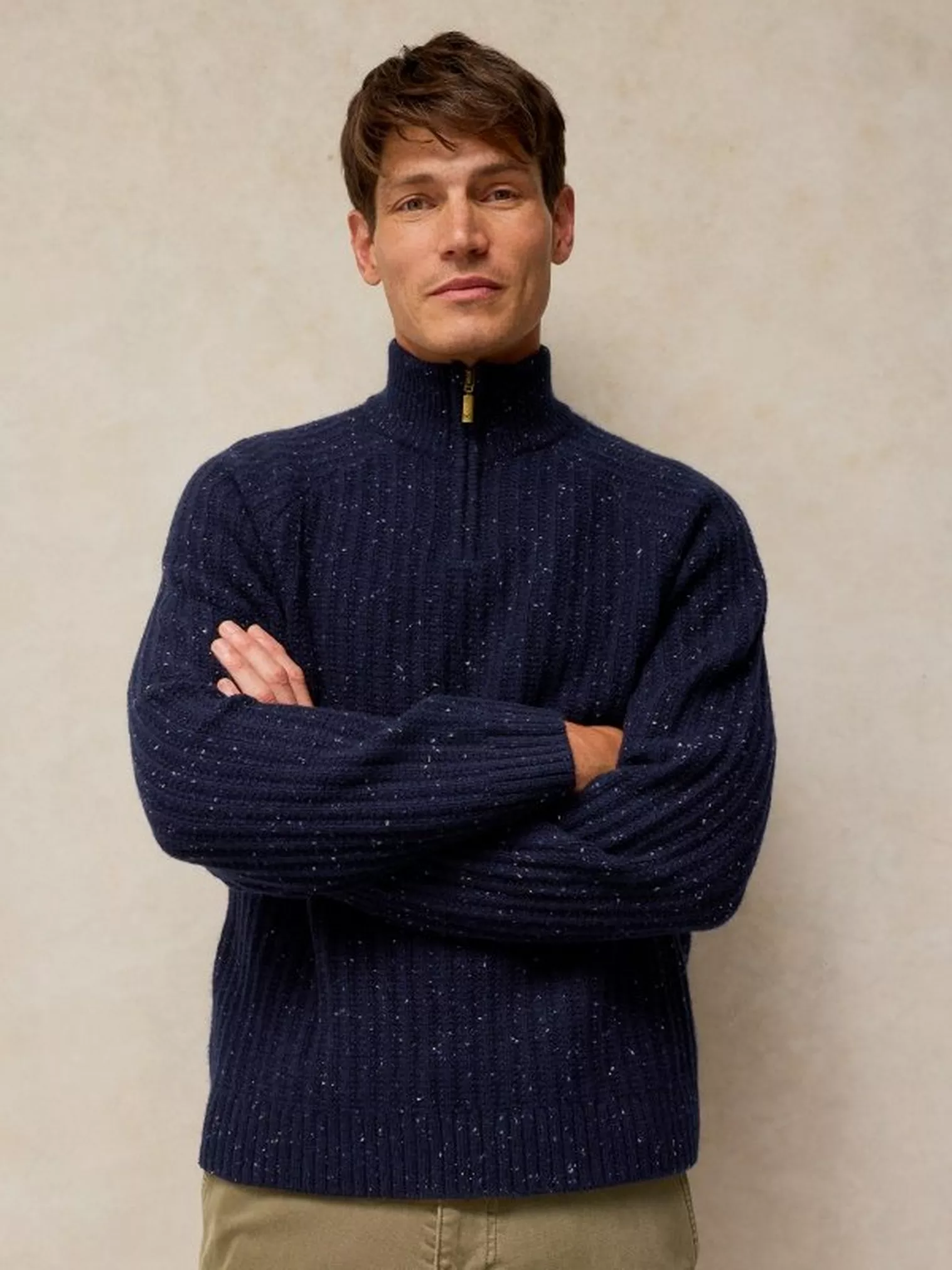 White Stuff Selby Herentrui Navy | Wol met rits-1